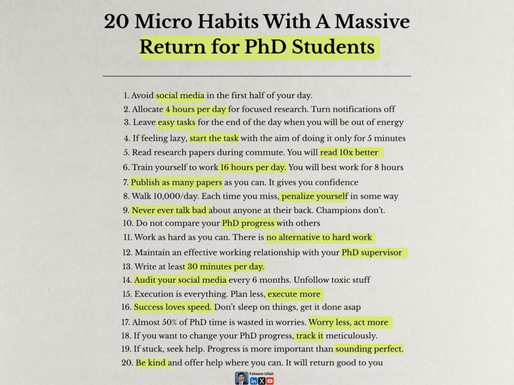 20 Micro Habits With A Massive Return for PhD Students